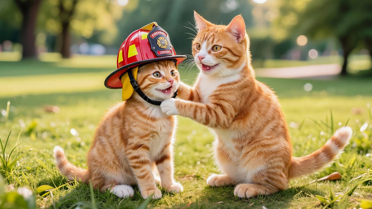 🚒🐱 Kittens become firefighters! Their mother is endlessly proud 😻