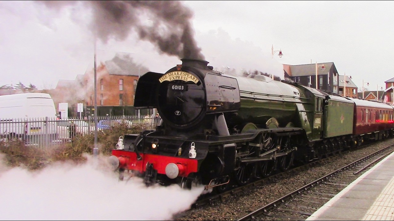 FLYING SCOTSMAN departs to bagpipes and with a slip at a damp STRATFORD-UPON-AVON 21/02/2026