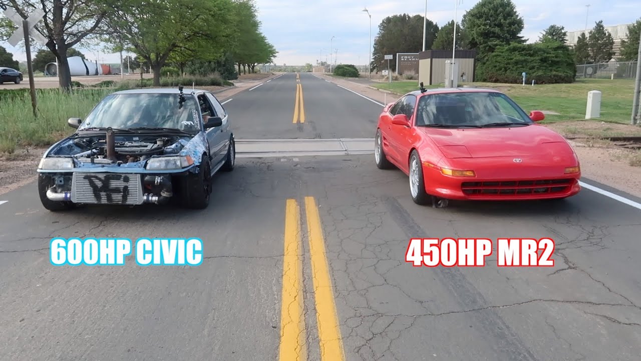 600Hp Civic Calls Out The Red Mr2!