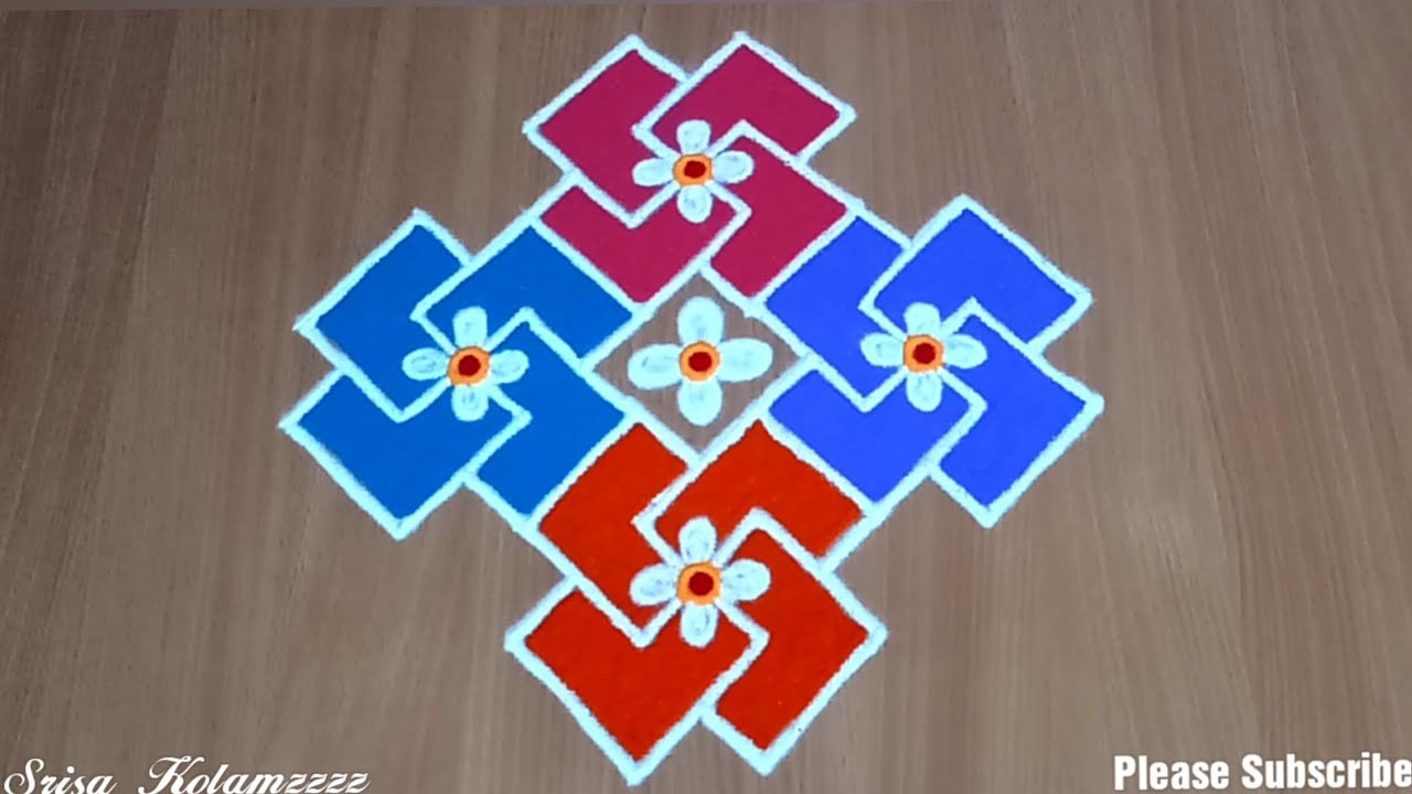 402.SriRama Navami Special Newdesign 5 Dot Small Easy Simple and BeautifulRangoli /TraditionalKolam
