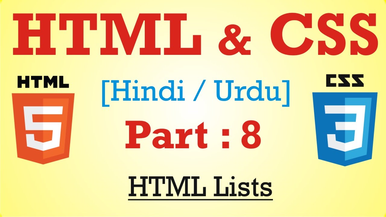 Learn HTML & CSS in Hindi - Urdu Part : 8 - Ordered list , Un ordered list , Description List