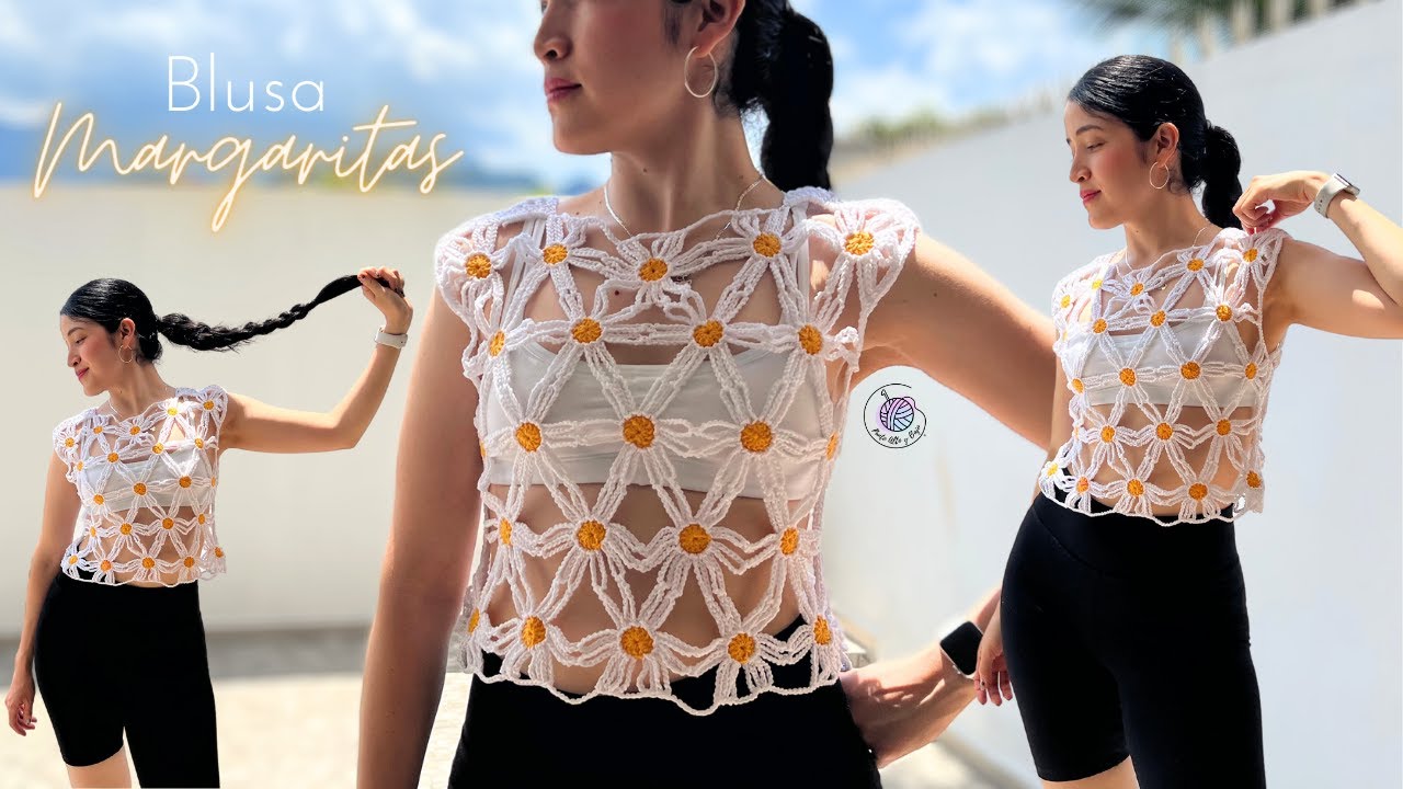 COMO TEJER BLUSA DE MARGARITAS