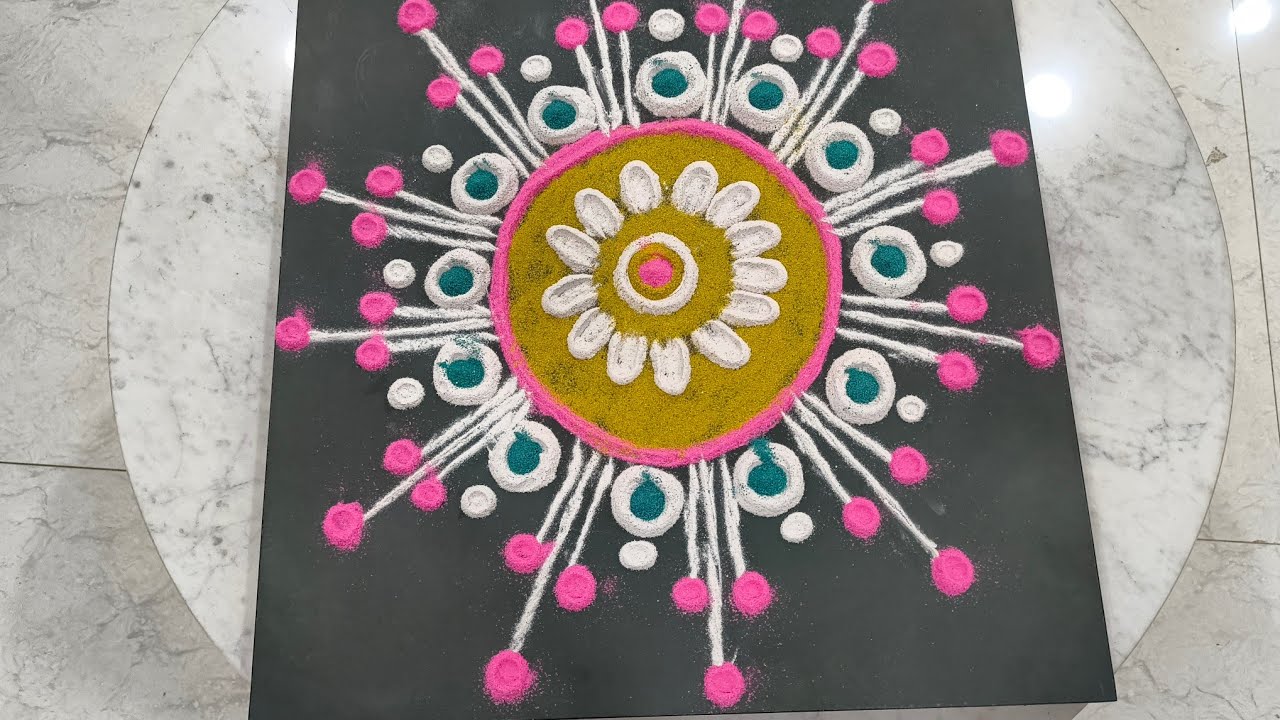 डेली रांगोळी डिझाइन l Daily Simple Rangoli Design | Easy & Beautiful Colorful Rangoli for Home | 