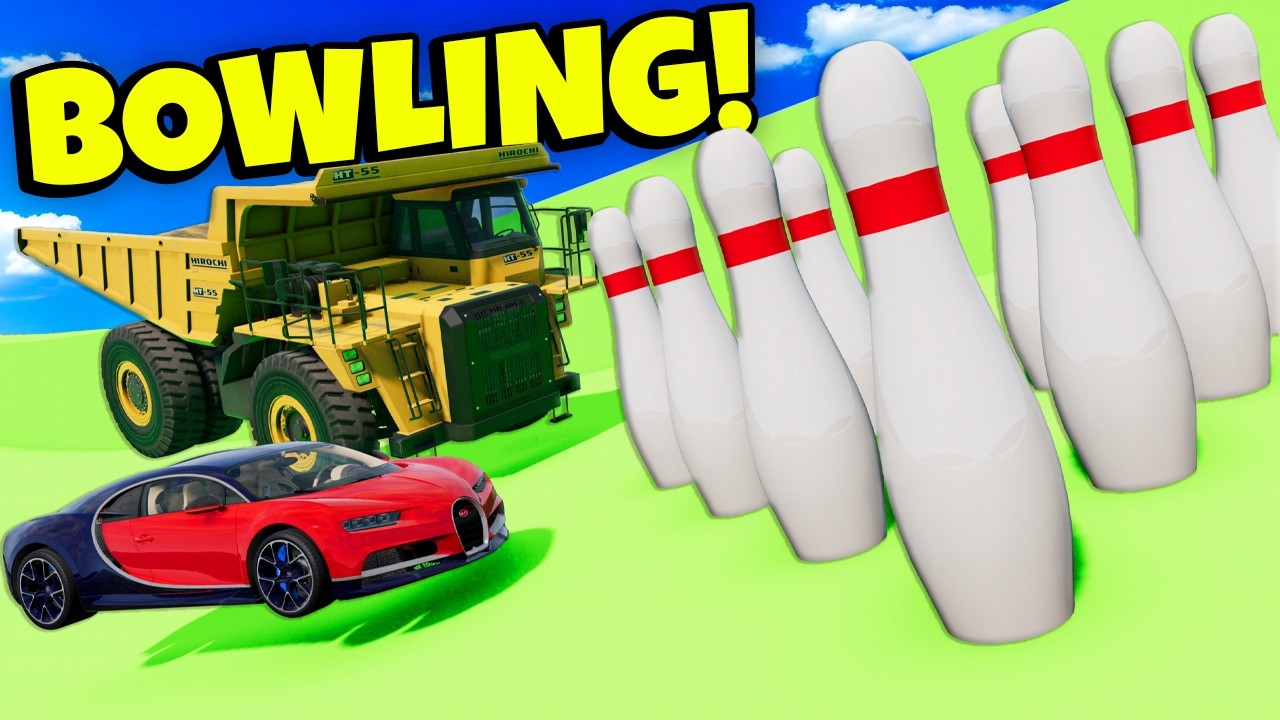 Random Cars + Downhill Bowling = TOTAL DESTRUCTION (BeamNG Drive Mods)