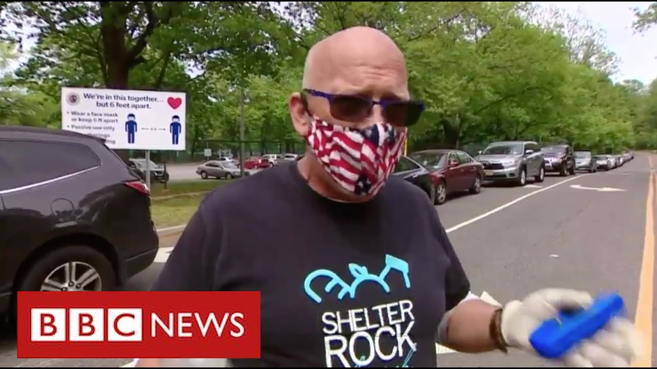 Middle-class Americans queue at food banks as US unemployment hits 38 million  - BBC News