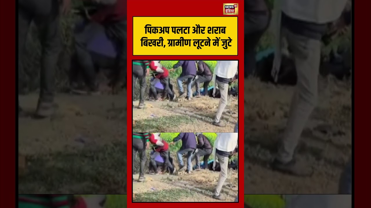 पिकअप पलटा और शराब बिखरी, ग्रामीण लूटने में जुटे | #biharnews #viralvideo #shorts