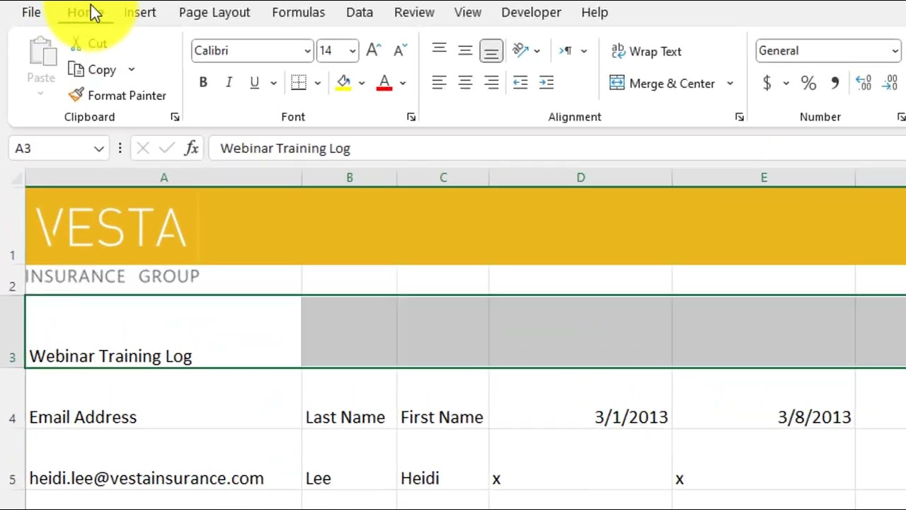 Excel Basics: Merging Cells and Applying Heading 1 Style
