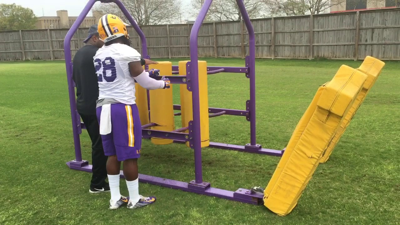 LSU running backs coach Tommie Robinson on first day of spring practice