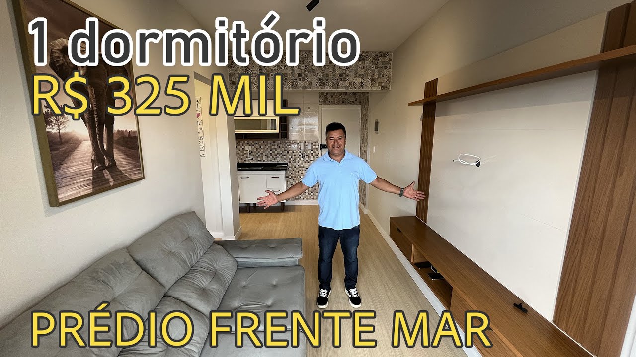 Apartamento FRENTE MAR, 1 dormitório em Praia Grande no Maracanã