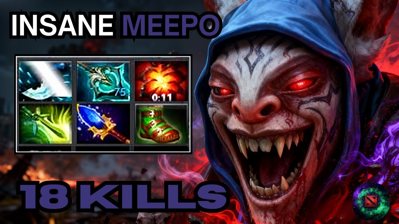 Dota 2 Meepo 18 Kills Mid Lane Rampage! Insane Micro Control and Brutal Domination