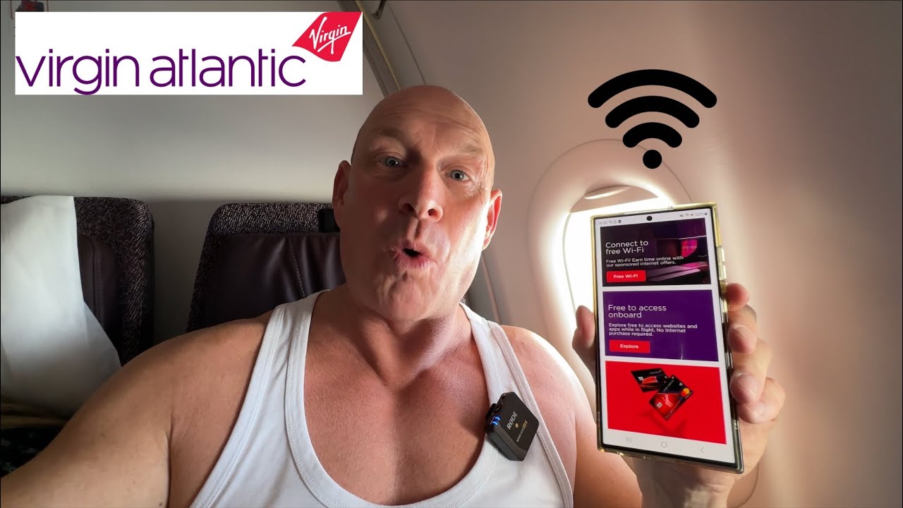 WiFi test at 38k feet! Virgin Altantic FREE WiFi setup, Demo & Speed Test!