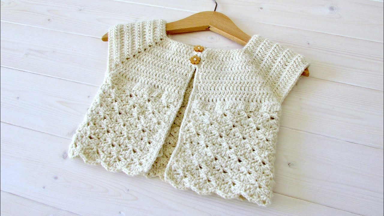 How to crochet a little girl's classic shell stitch cardigan / sweater