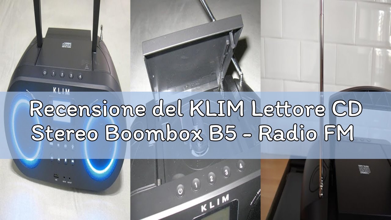 Recensione del KLIM Lettore CD Stereo Boombox B5 - Radio FM con Lettore CD Bluetooth e USB, AUX, Bat