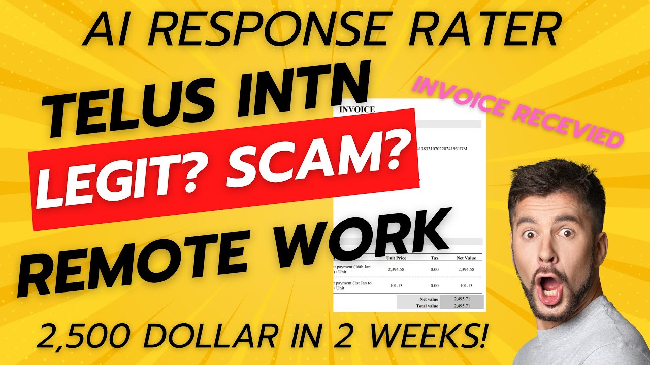 Telus international. AI Response Rater. LEGIT? 110 hours working, 2500 dollar!! (Invoice screenshot)