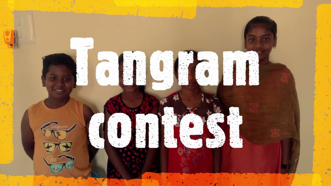 Chinese geometrical puzzle Tangram contest by Kids to develop their knowledge