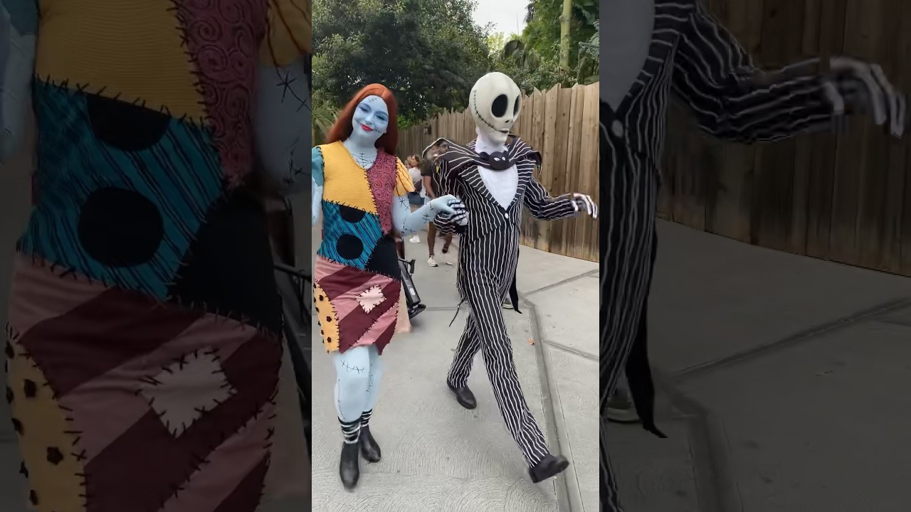 Jack and Sally holding hands    #disney  #disneyland #nightmarebeforechristmas #jackskellington