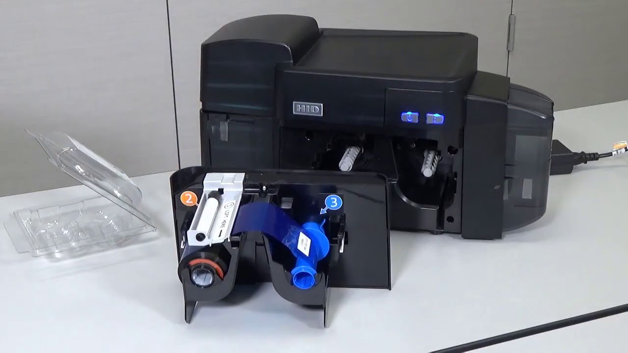 Fargo DTC1500 - How to load the DTC1500 print ribbon - sales@easybadges.com