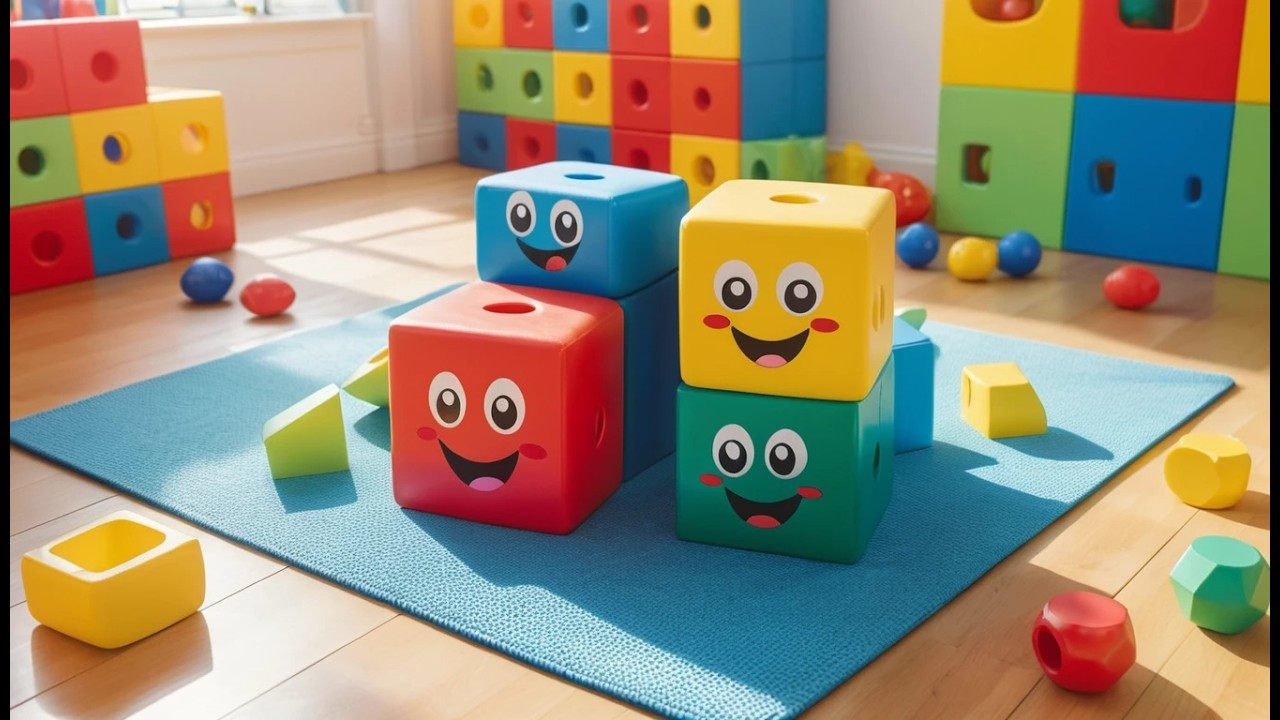 Four Little Building Blocks Stack Stack Stack | Colors & Counting Construction Song