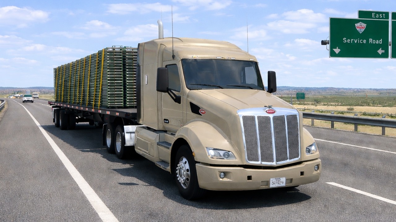 Transporting scaffolding by truck in Texas - Peterbilt 579 - American Truck Simulator