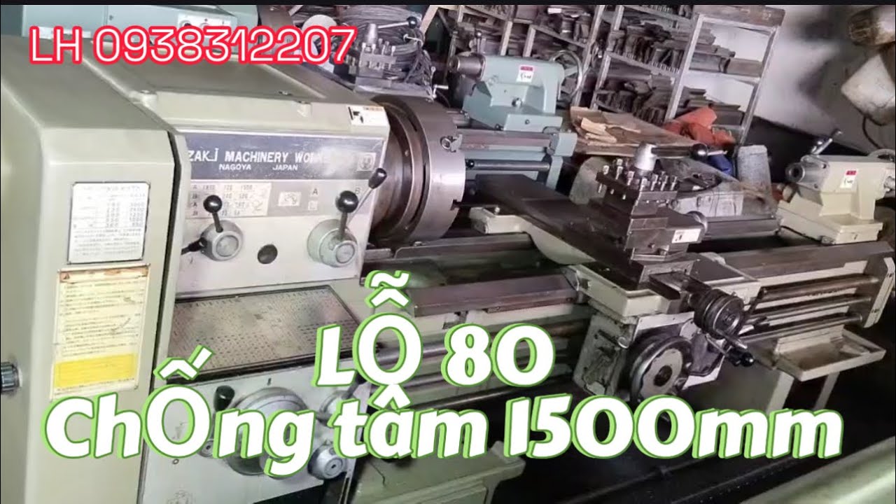 Máy tiện lỗ 80 mm | có hầu | chống tâm 1500mm | Mazak 1500 | LH 0938312207