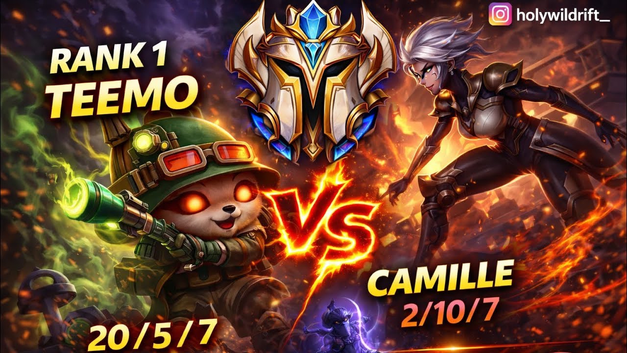 Rank 1 Teemo HARD COUNTER Camille Top and Ryze Mid Challenger MVP Ranked Game |4K Wild Rift Gameplay