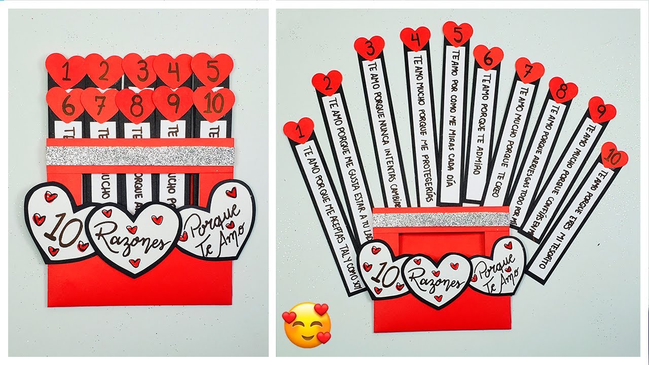 Fantásticaaa tarjeta 10 RAZONES PORQUE TE AMO 🥰Manualidades para san valentín Valentine's day Card 😍