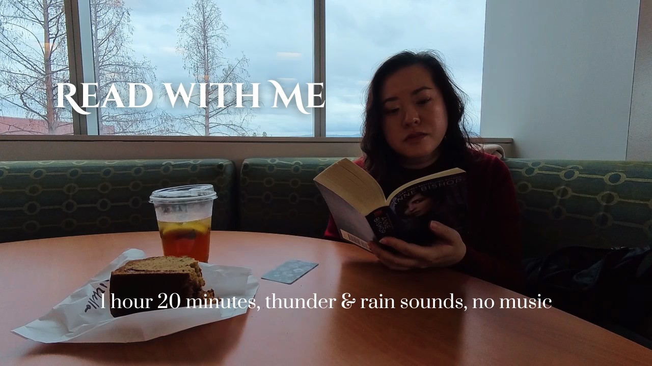 Read with Me Cozy Library Edition | body doubling, 1 hour 20 minutes, rain & thunder, reading sprint
