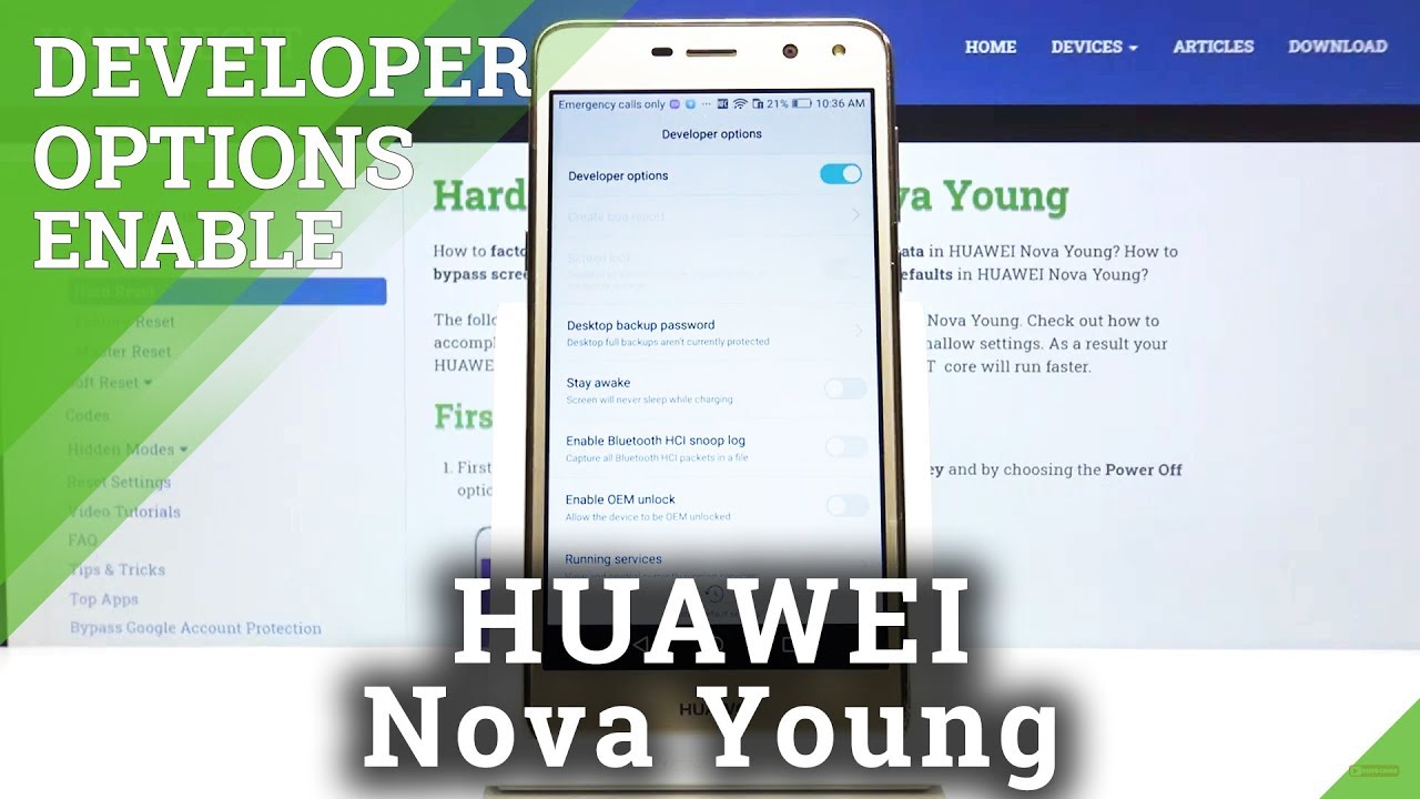 How to unlock Developer Options in HUAWEI Nova Young