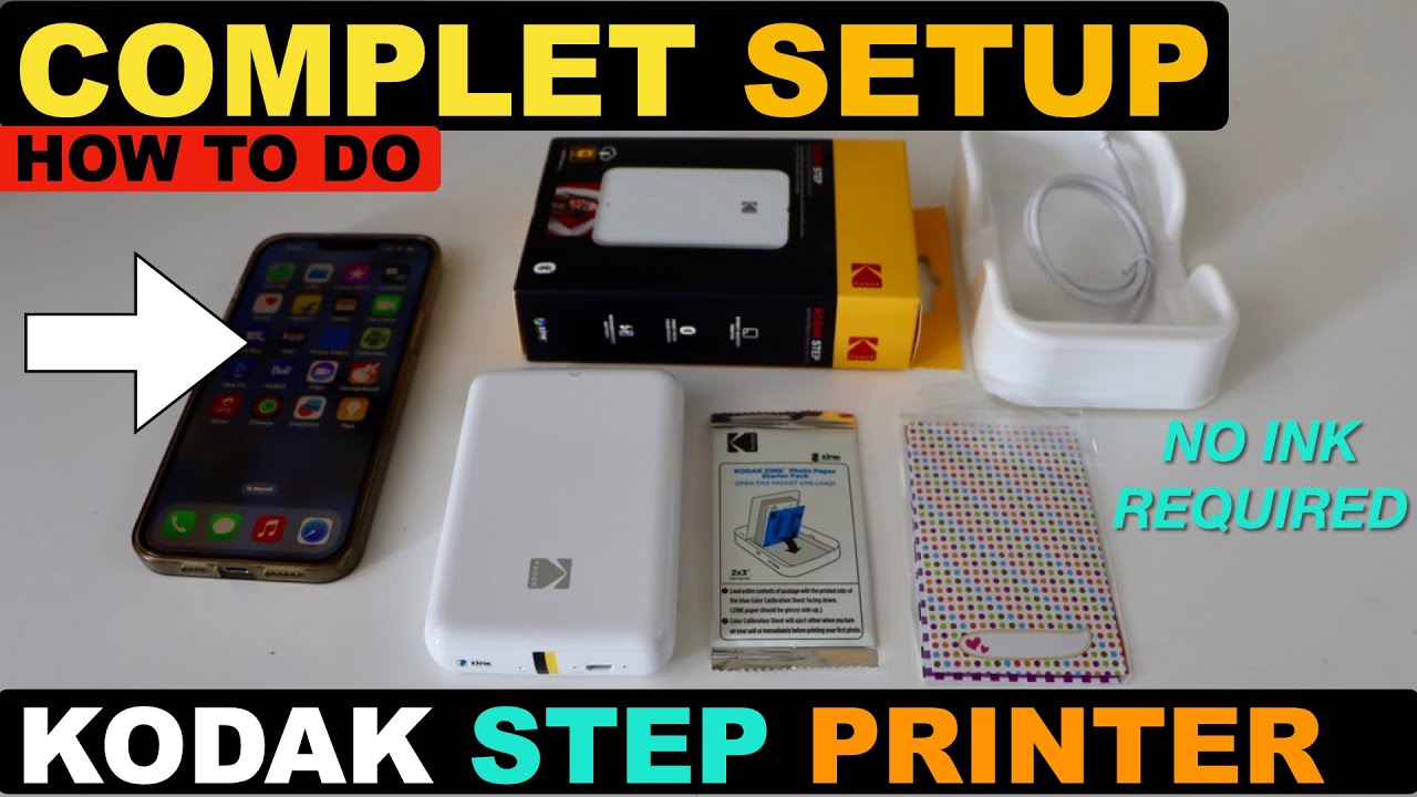 Kodak Step Printer Setup, Unboxing, Load Photo Paper, Connect To Smart-Phone, Print Quality Review.