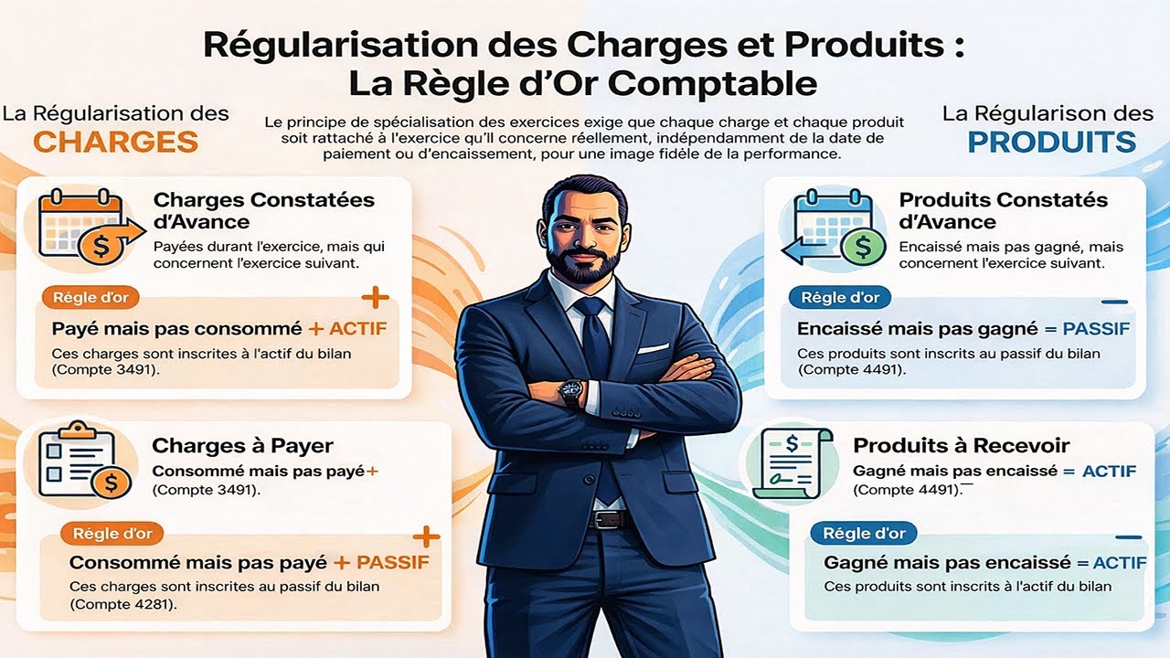 📈 Régularisation des Charges et Produits – Résumé + Exercices Corrigés 🧮