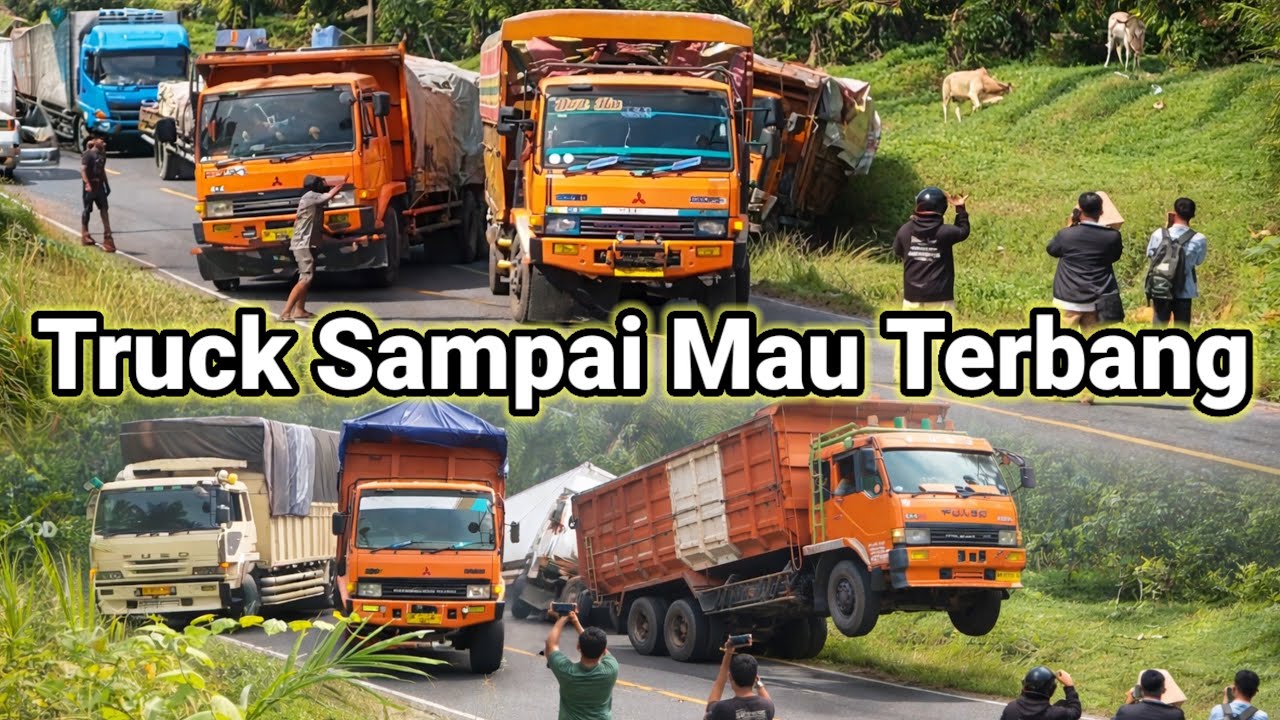 Sampai Mau Terbang Truknya saat menarik truk dari dalam parit.