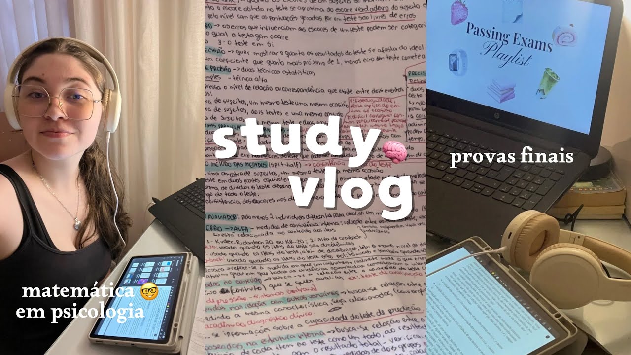 STUDY VLOG realista | uma tarde produtiva estudando para as provas finais do semestre (psicologia)