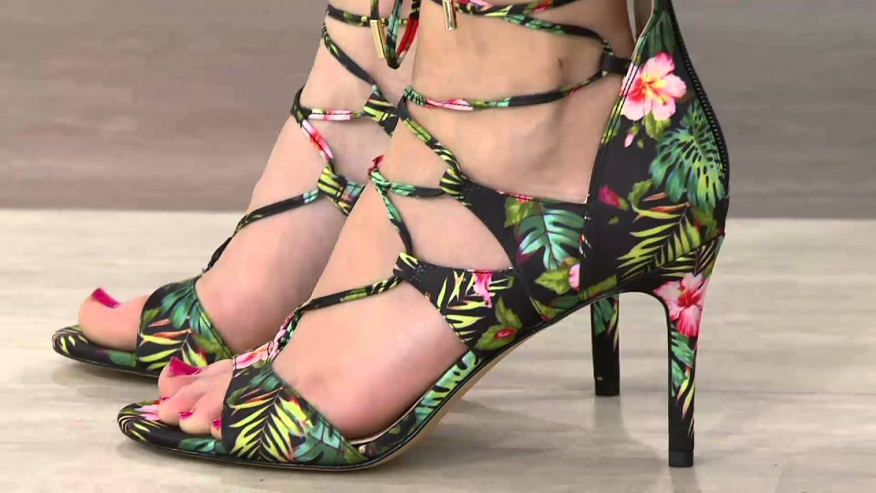 Marc Fisher Suede or Floral Lace-up Sandal Pumps - Benete on QVC
