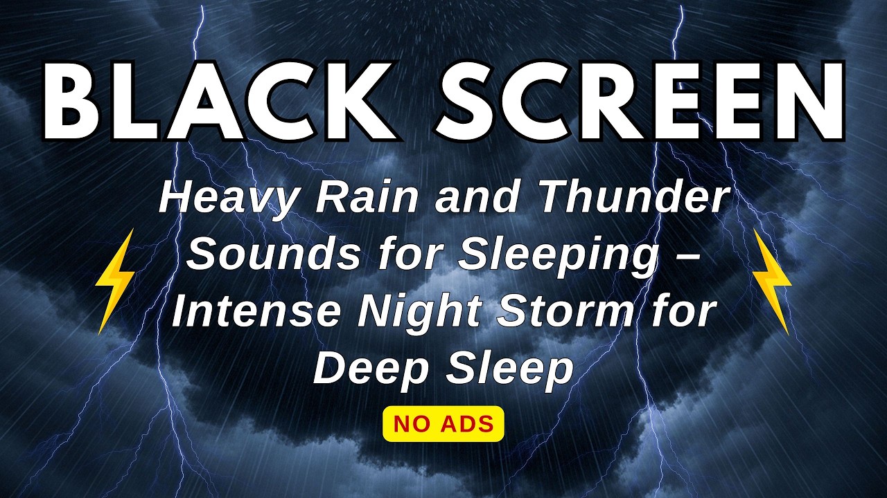 Heavy Rain and Thunderstorm Sleep Sounds – Black Screen | Intense Night Storm for Deep Sleep