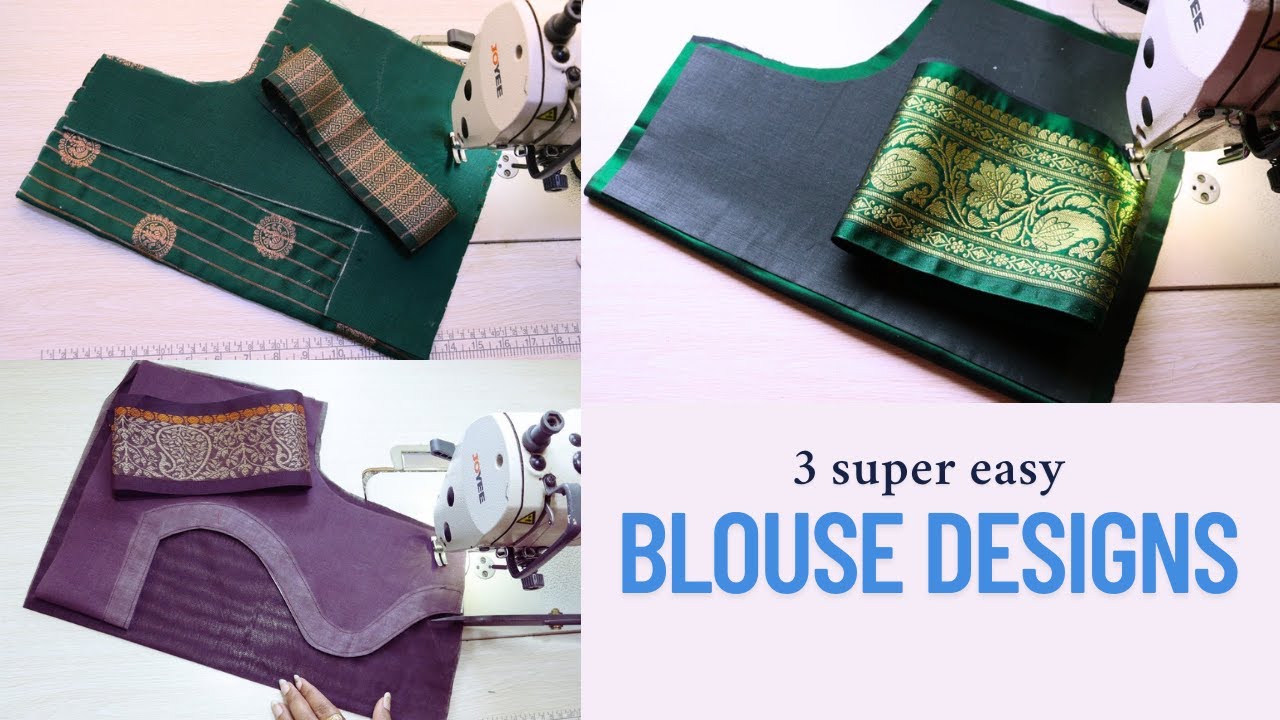3 Super Easy Blouse Back Neck designs Cutting and Stitching