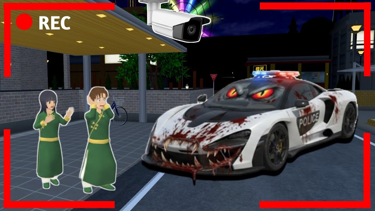 Yuta Mio Panicks CCTV Records Anomaly Police HyperCar Ghost Attacking City | Sakura School Simulator