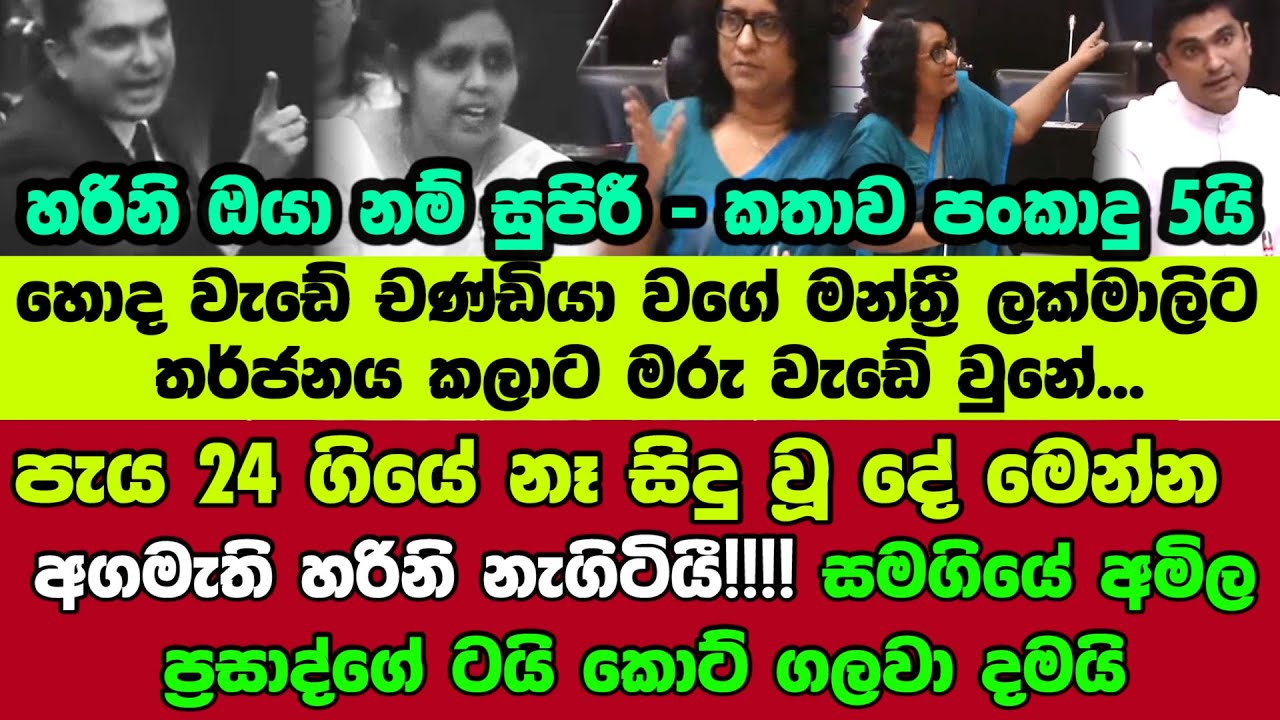 🔴පැය 24 ගියේ නෑ සිදු වූ දේ මෙන්න - අගමැති හරිනි නැගිටියී!! සමගියේ අමිල ප්‍රසාද්ගේ ටයි කොට් ගලවා දමයි
