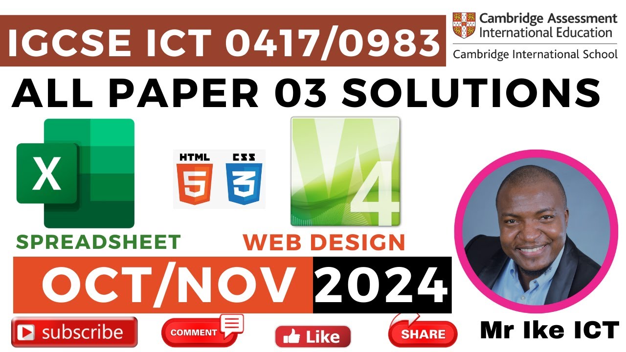 Paper 03 ICT IGCSE 2024 October/November Past paper