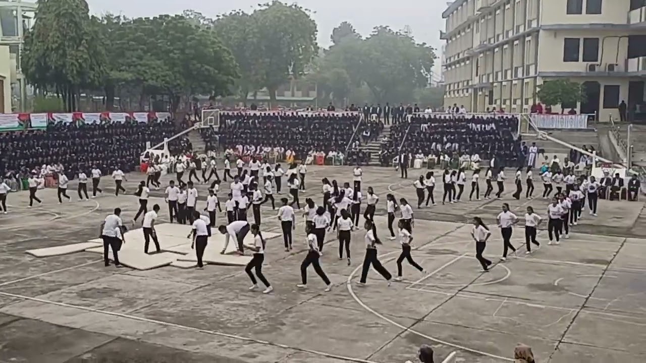 aerobics and yoga Pyramid in St. Paul's school on republic day 26 January
