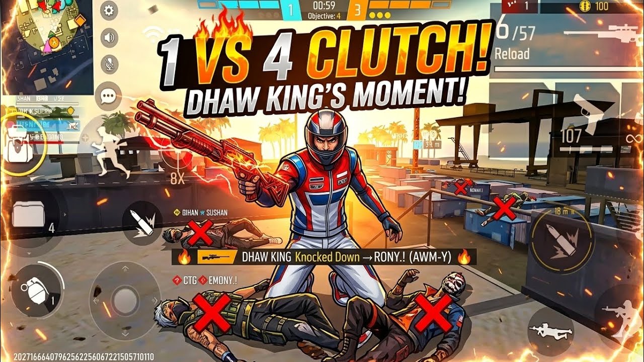 Cs-ranked match 1 vs 4 cultche's 🤯 With random player's 😱 #freefire #1vs4 #b2k 