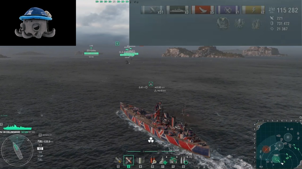 World of warships  HMS Collingwood kraken unleashed in the last shot of the game!