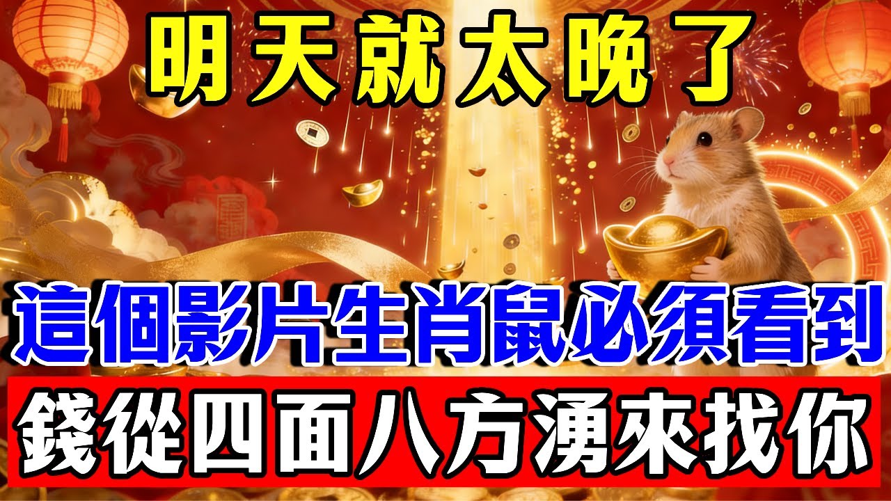 生肖鼠，明天就太晚了！這個影片今天必須被你看到，錢從四面八方湧來找你#生肖 #運勢 #命理 #屬相 #風水 #財運 #佛陀 #佛學 #佛法 #佛教 #修行 #智慧 #因果 #佛家