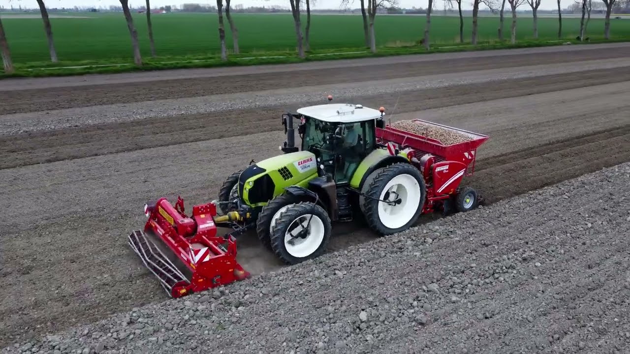 Planting potatoes - Claas arion 650 - Grimme - Kuhn - Fendt 720 Vario