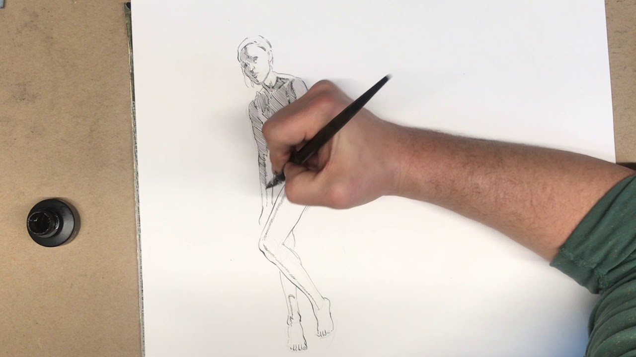 Figure drawing in pen and ink