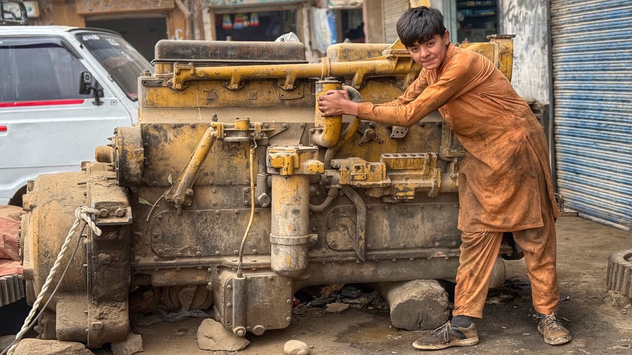 Komatsu engine has completely shut down / Repair in A Local Workshop
