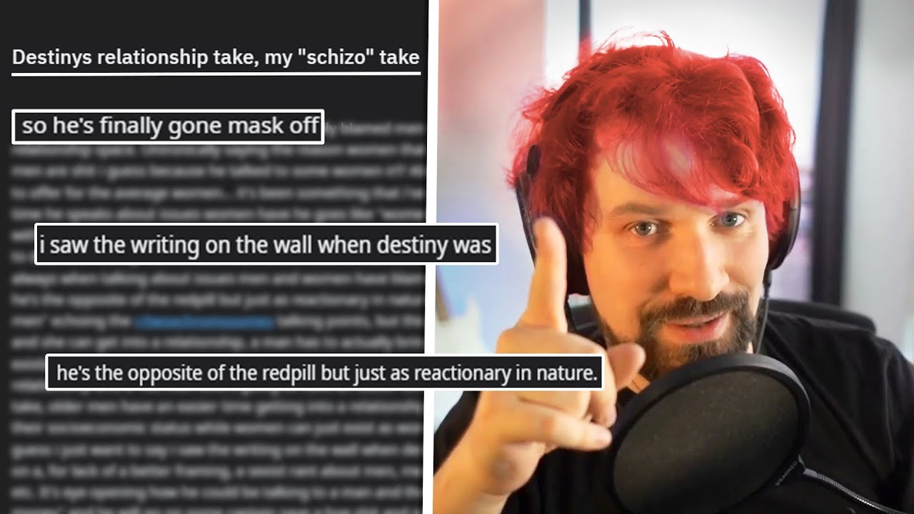 Destiny Puts His RedPill Hat On, Responds To Reddit Post About Him