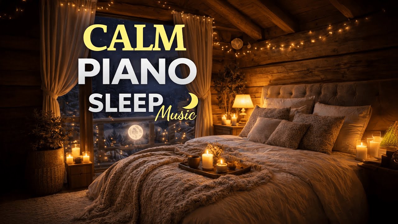 Soft Piano Sleep 🌙 Cozy Fireplace Music for Deep Night Relaxation