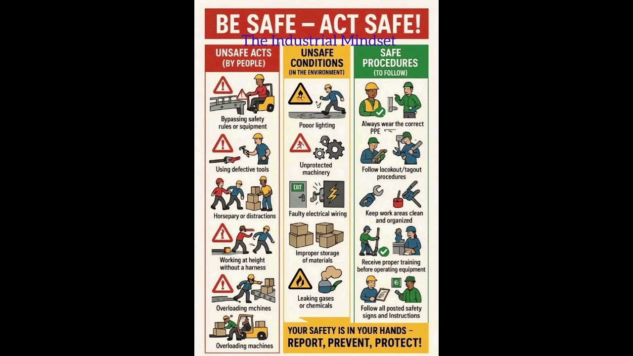 Unsafe Acts ,conditions and safe practices.  #safety #safepractices #industrial safety