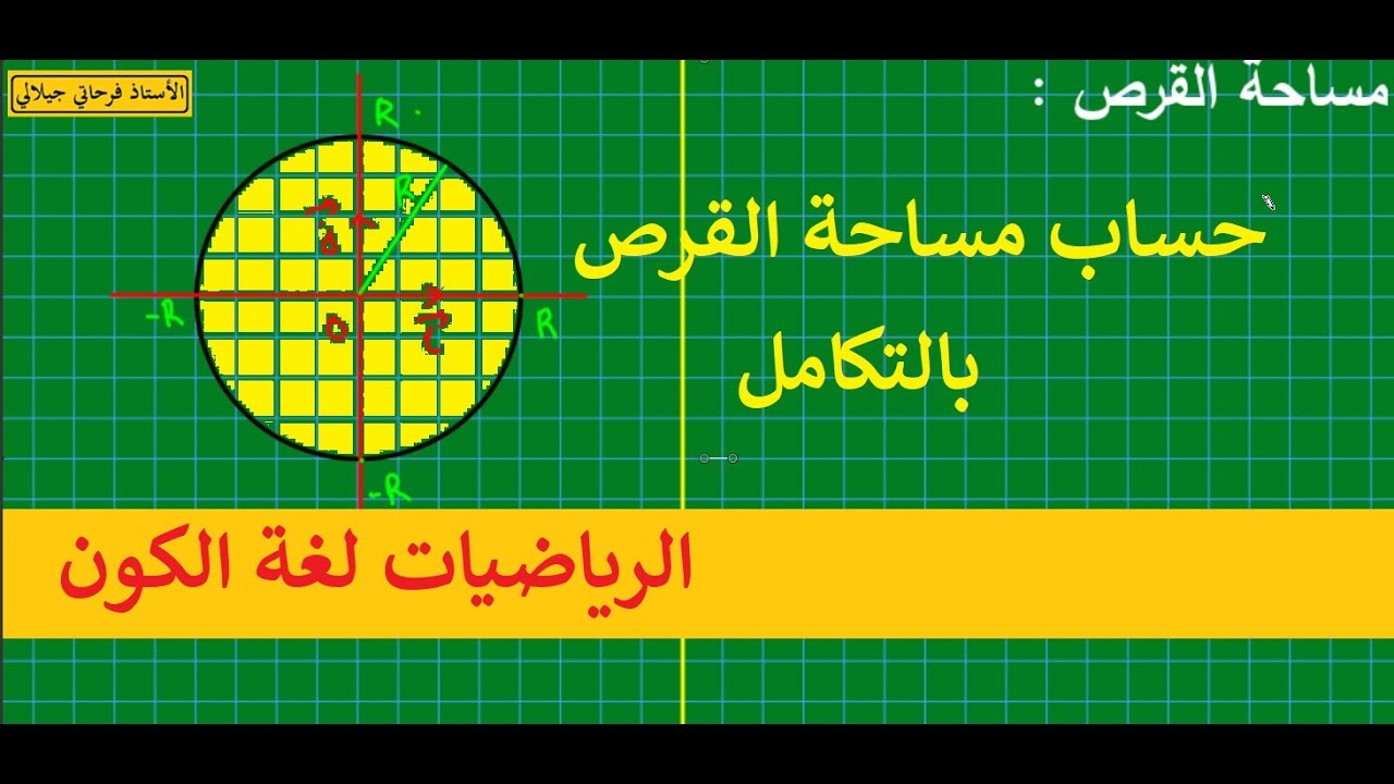 حساب مساحة القرص او  مساحة الدائرة بالتكامل