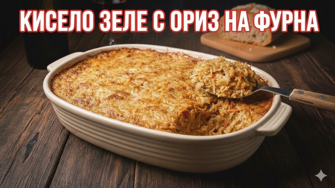 Кисело зеле с ориз на фурна 